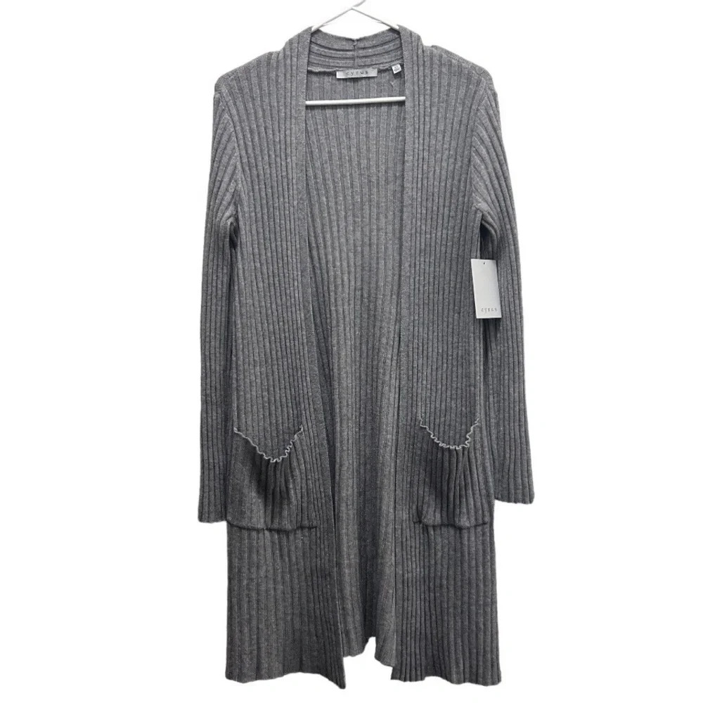Cyrus NWT Grey Ribbed Open Cardigan XS